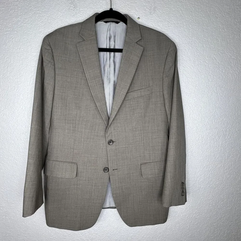 Banana Republic Mens Size 40S Wool Blazer Tailored Fit Taupe Tan